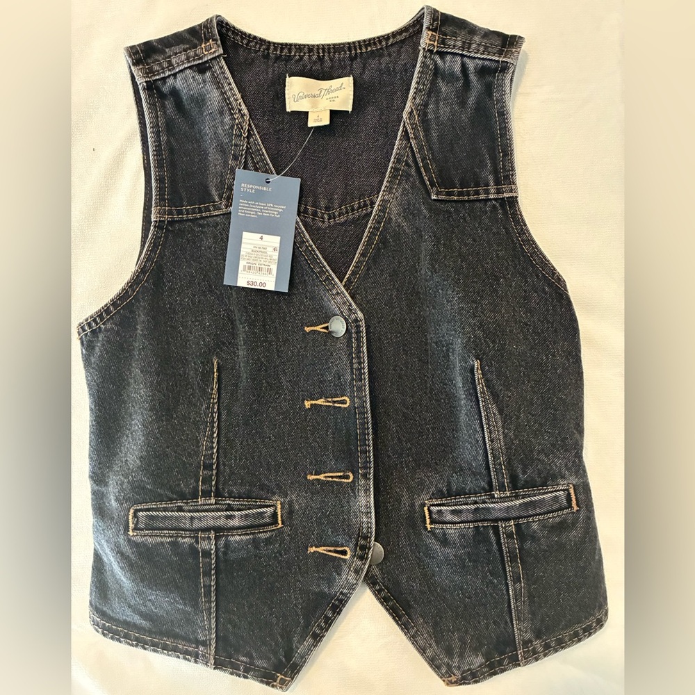 Black denim vest